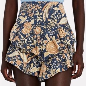 Mother The Ruffle Floral Print Boho Festival Coastal Cowgirl Mini Skirt,
